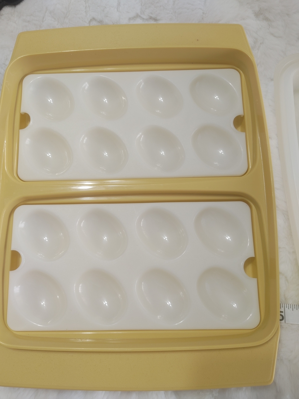 Vintage Tupperware Yellow and White Food Storage 16 Ct Deviled Egg Container